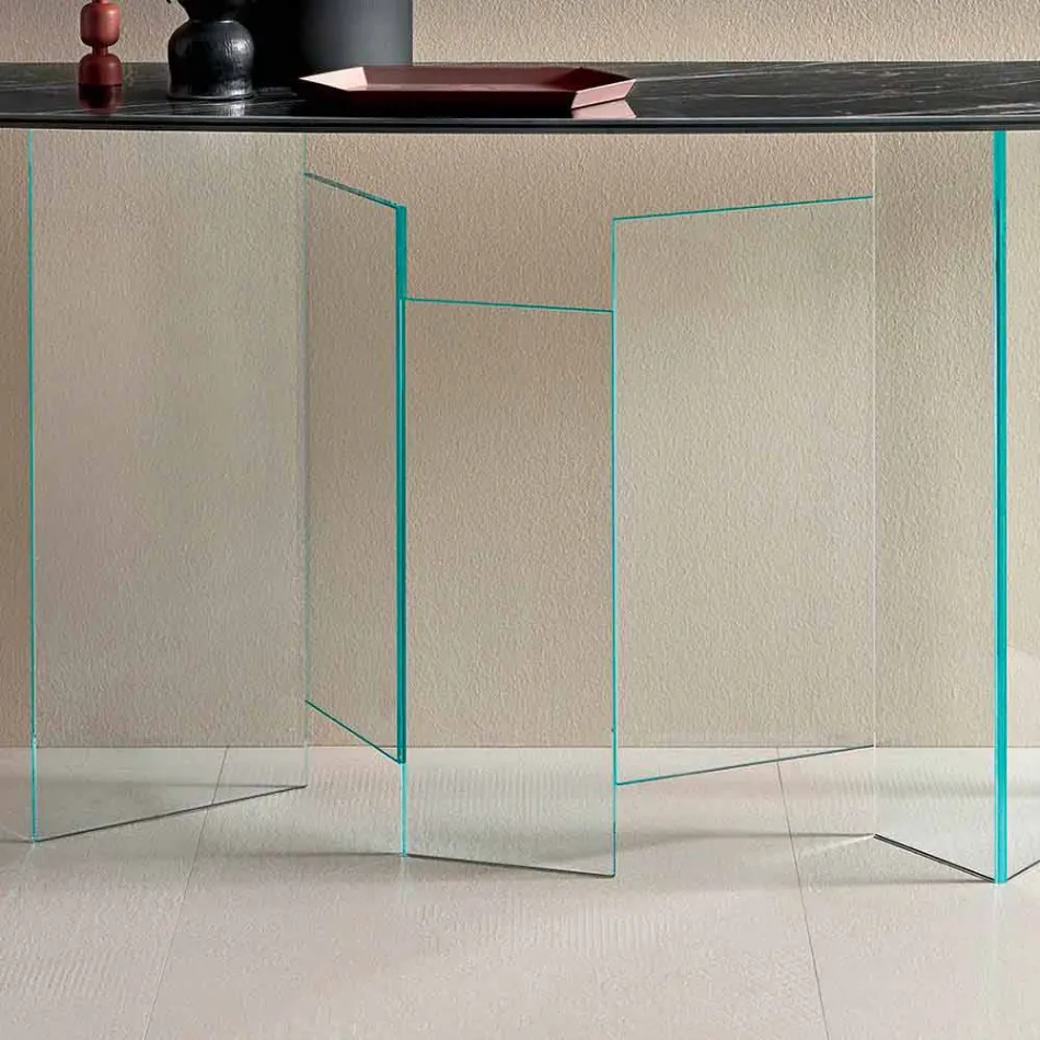 Made in Italy Designkonsole aus Keramik und Glas - zufällig Viadurini