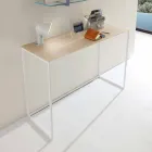 Metall Wohnzimmer Konsole mit Kristallplatte Made in Italy - Iridio Viadurini