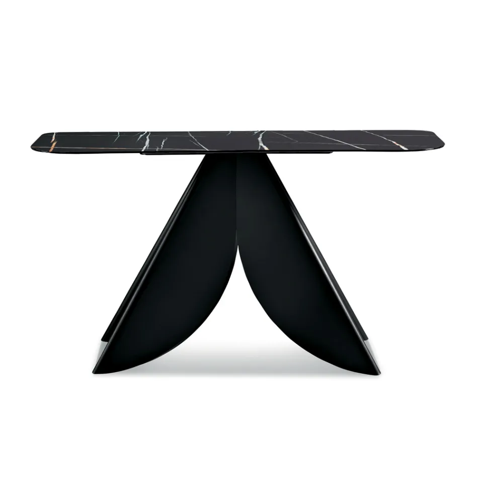 Cristina Konsolentisch aus Metall mit Keramikplatte in Marmoroptik für das Wohnzimmer Viadurini