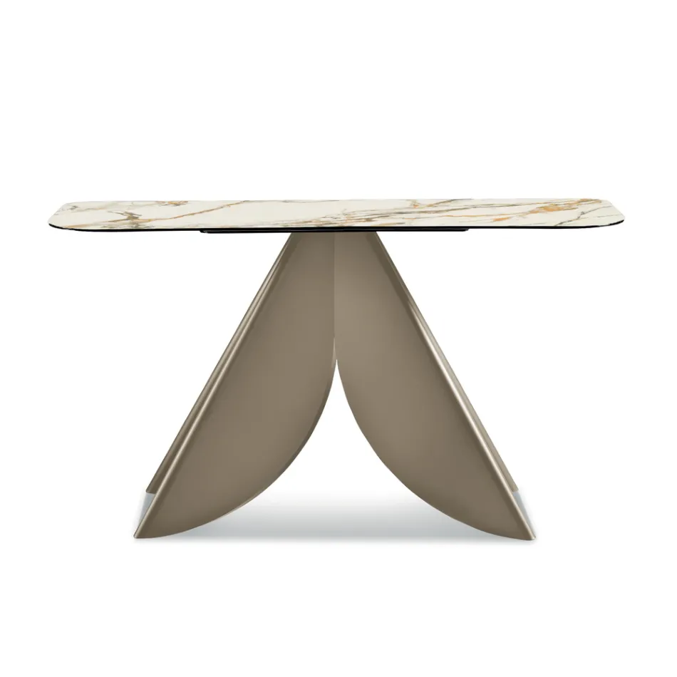 Cristina Konsolentisch aus Metall mit Keramikplatte in Marmoroptik für das Wohnzimmer Viadurini