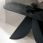 Wohnzimmer-Konsolentisch aus Metall mit rückseitig silberfarbener, gehämmerten Glasplatte - Cristina Viadurini