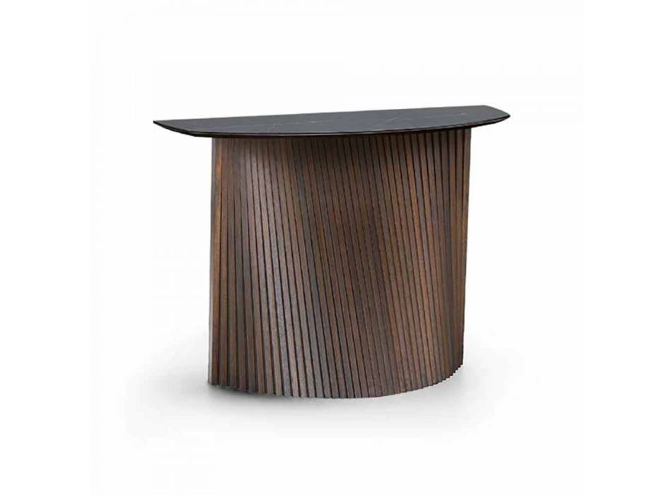 Holz Design Konsole mit Marmor Steinzeug Top Made in Italy - Oxid Viadurini