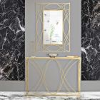 Feste Eingangskonsole aus goldenem Eisen mit Spiegelplatte - Emilia Viadurini