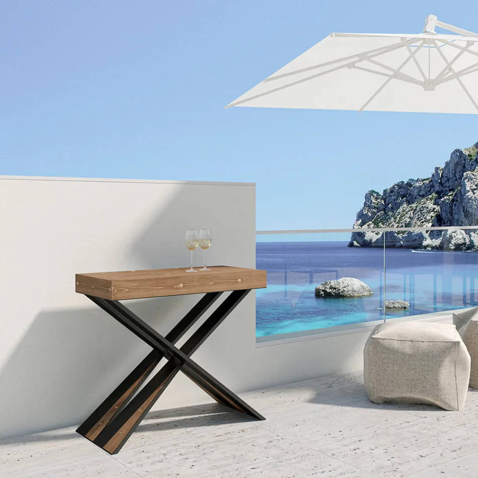 Moderne Konsole, ausziehbar auf 300 cm, mit anthrazitfarbenem Rahmen, hergestellt in Italien – Avventura Viadurini