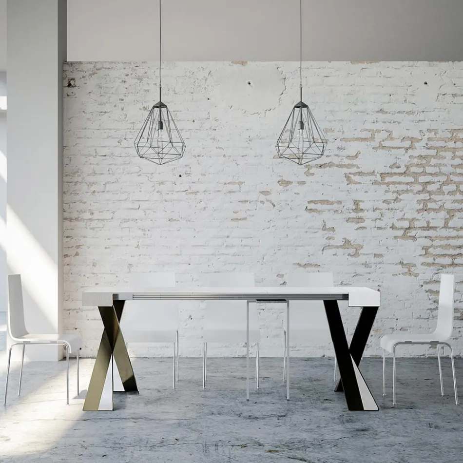 Moderne Konsole, ausziehbar auf 300 cm, mit anthrazitfarbenem Rahmen, hergestellt in Italien – Avventura Viadurini