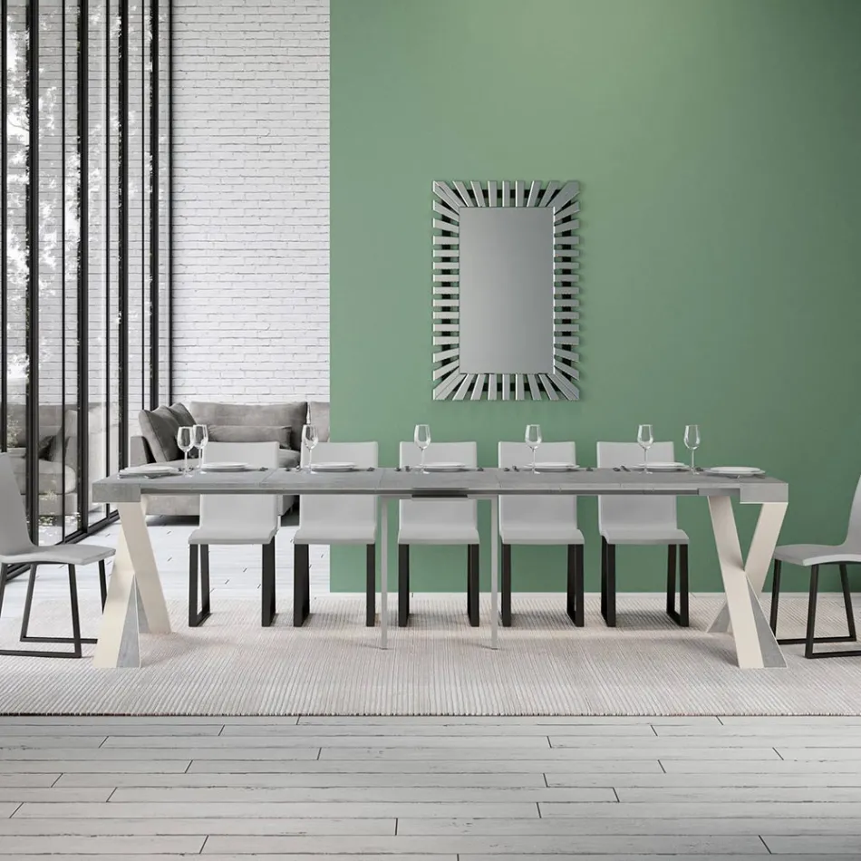 Moderne Konsole, ausziehbar auf 300 cm, mit weißem Rahmen, hergestellt in Italien – Spiegel Viadurini
