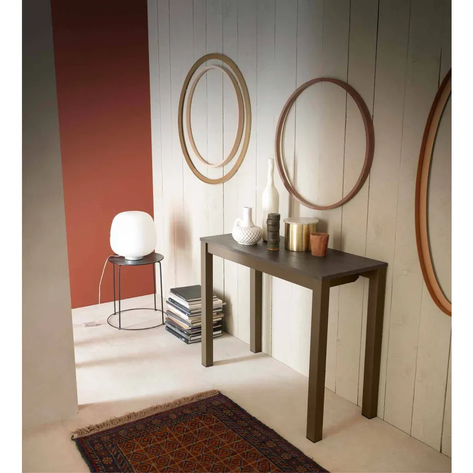 Ausziehbare moderne Konsole aus Eichenholz und Metall Made in Italy - Nappo Viadurini