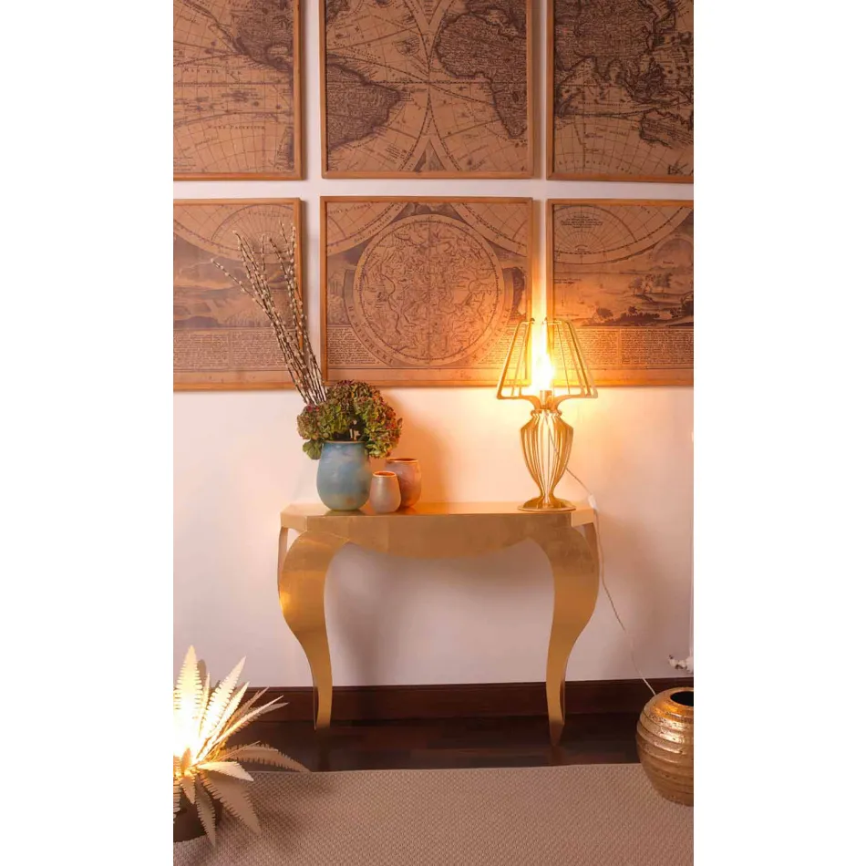 Moderne Konsole aus Gold- oder Silberblatteisen Made in Italy - Daledale Viadurini