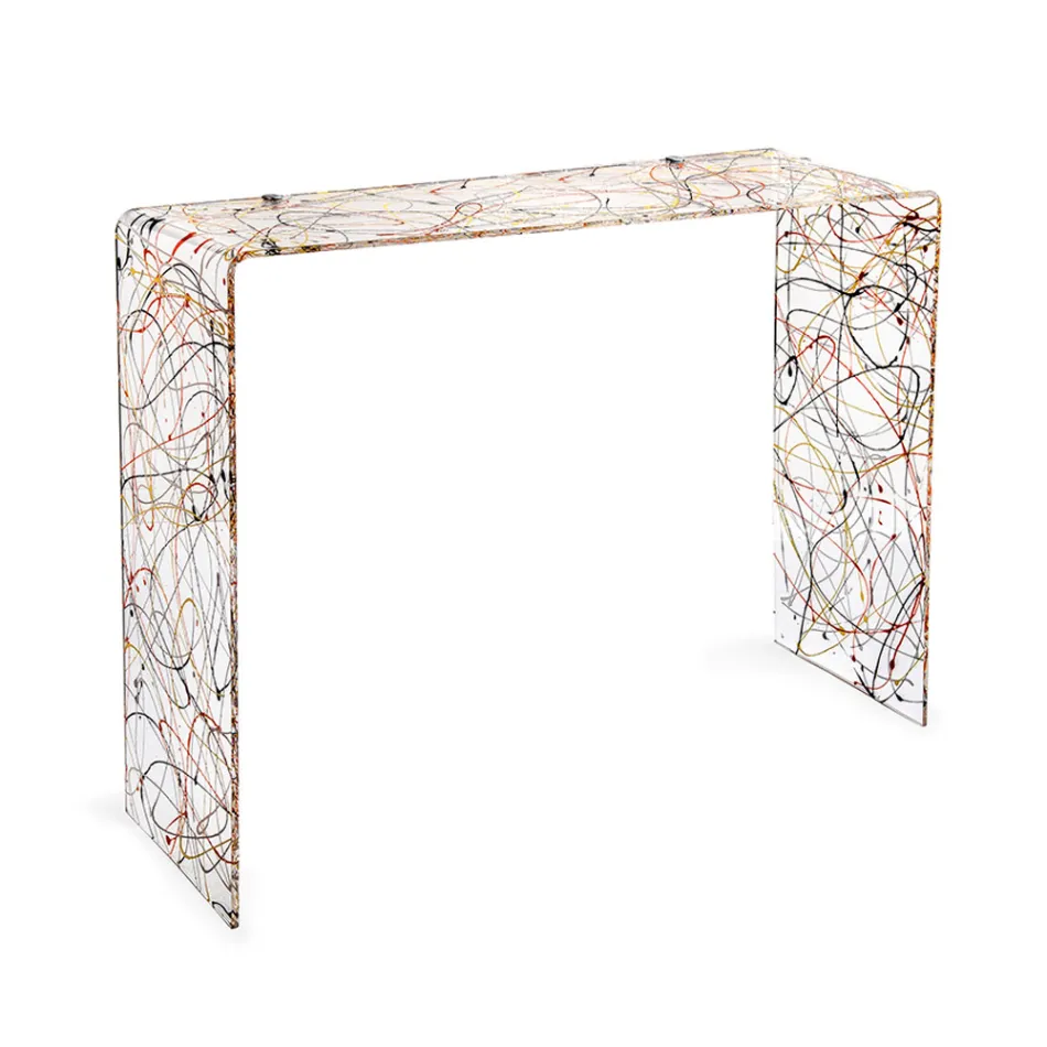 Moderner Konsolentisch aus transparentem oder mehrfarbigem Plexiglas, hergestellt in Italien – Emy Viadurini