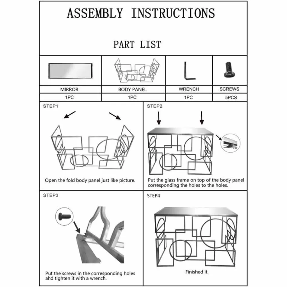 Rechteckige Konsole im modernen Design aus Eisen und Spiegel - Billie Viadurini