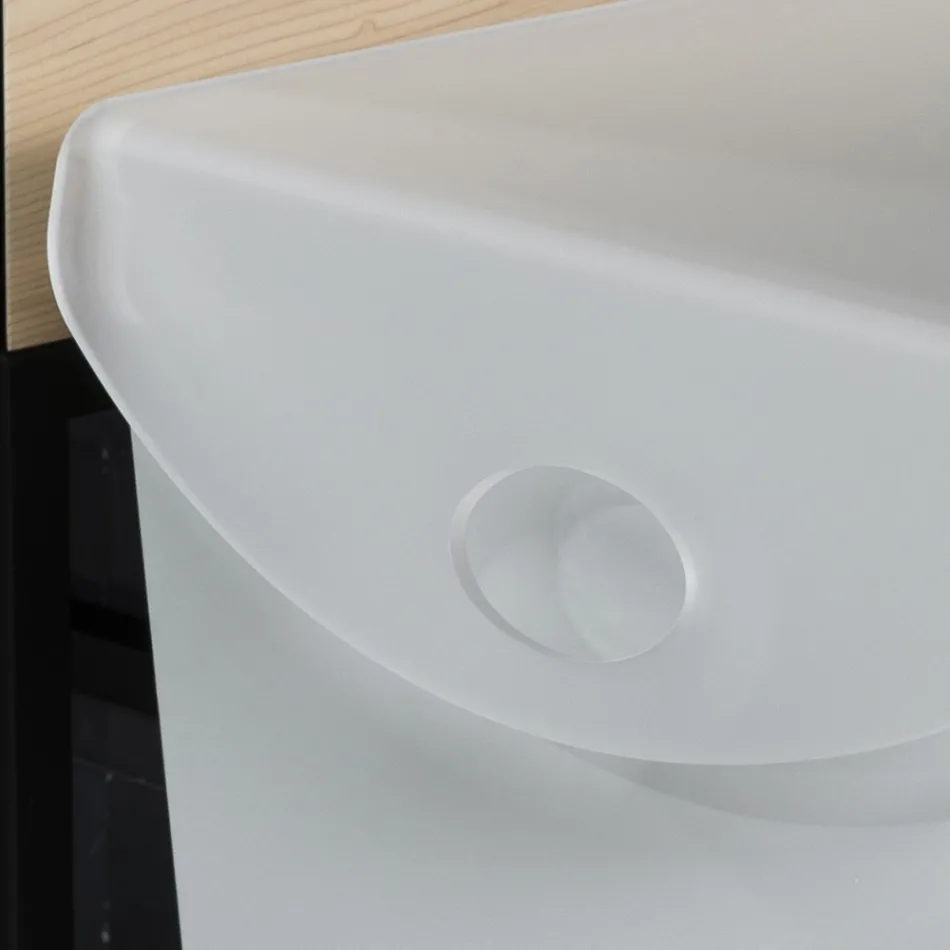 Wäschebehälter aus Holz und farbigem Acrylglas - Brugio Viadurini