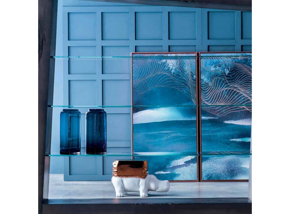 Paar dekorative Vasen aus blauem und rauchfarbenem Glas, modernes Design - Adriano Viadurini