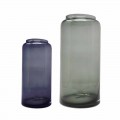 Paar dekorative Vasen aus blauem und rauchfarbenem Glas, modernes Design - Adriano