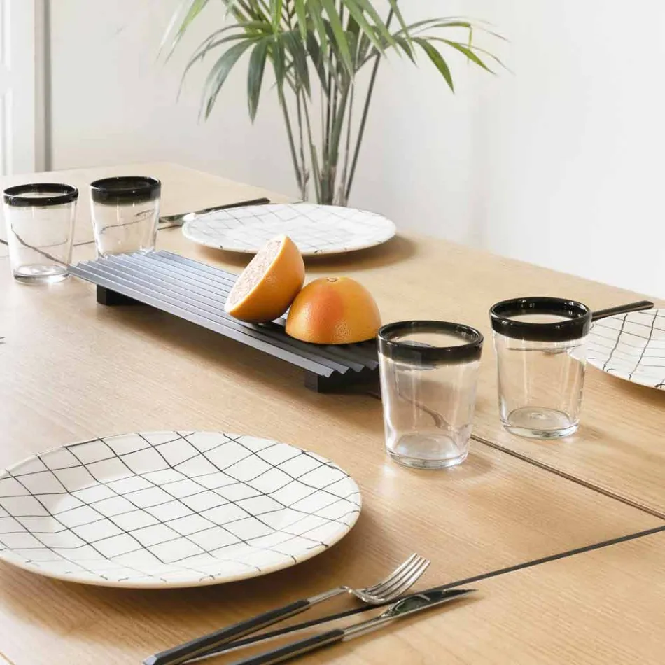 Paar Tabletts in schwarz oder gold lackiertem Stahl Modernes Design - Savona Viadurini