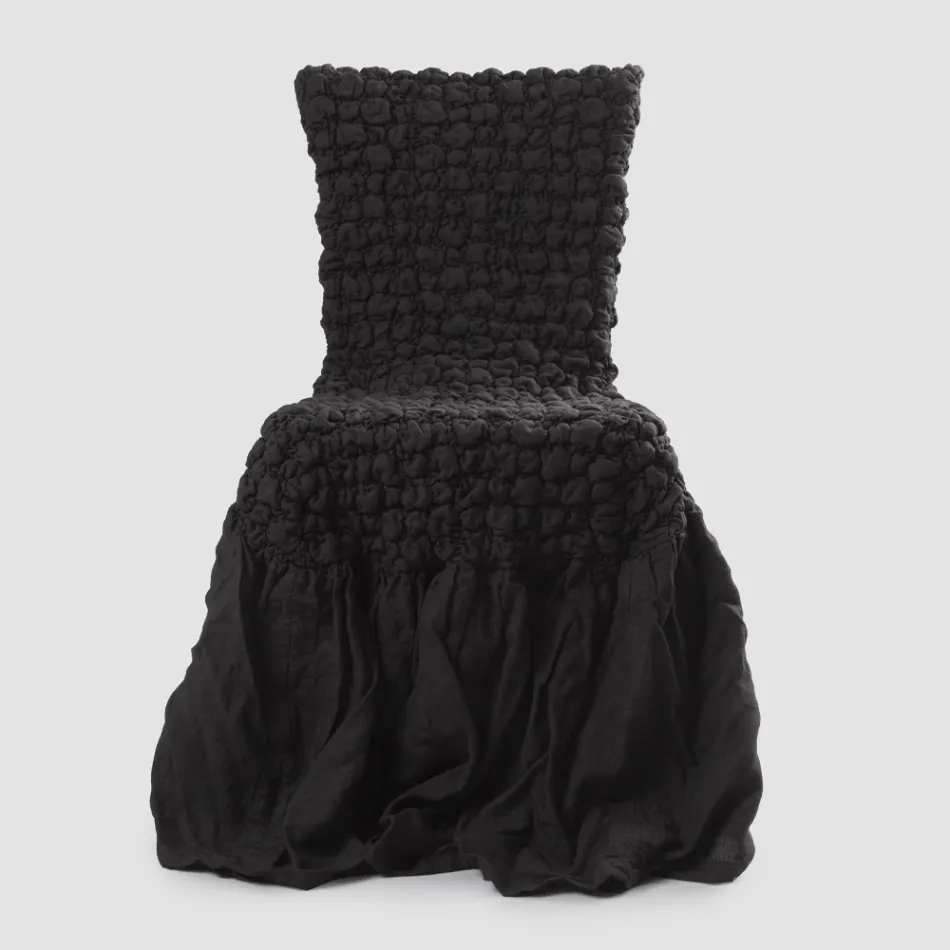 Eleganter Stuhlbezug mit Rückenlehne für Wohnzimmer aus besticktem Leinen – Panteo Viadurini