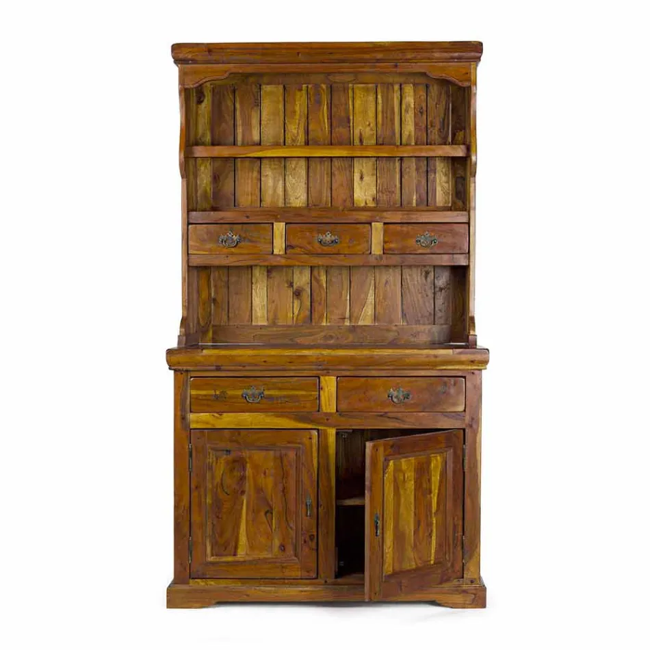 High Classic Style Sideboard mit massiver Akazienholzstruktur - Umami Viadurini