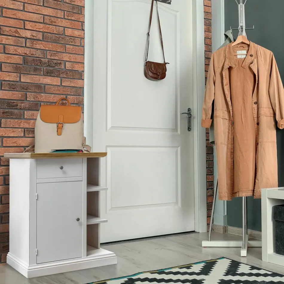 Sideboard mit 1 Tür, 1 Schublade und 3 offenen Fächern, hergestellt in Italien – Hoder Viadurini