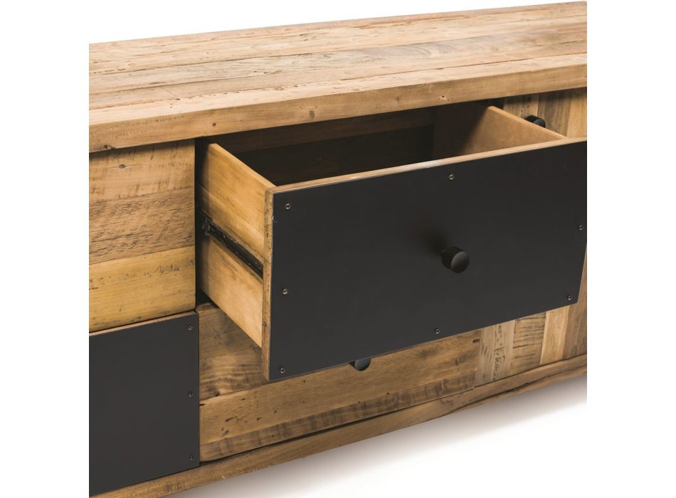 Indoor-Sideboard mit einer Tür, 4 Schubladen und Metallfüßen - Slide Viadurini