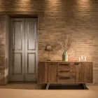 Sideboard mit 2 Türen und 3 Schubladen aus recyceltem Tropenholz - Slide Viadurini