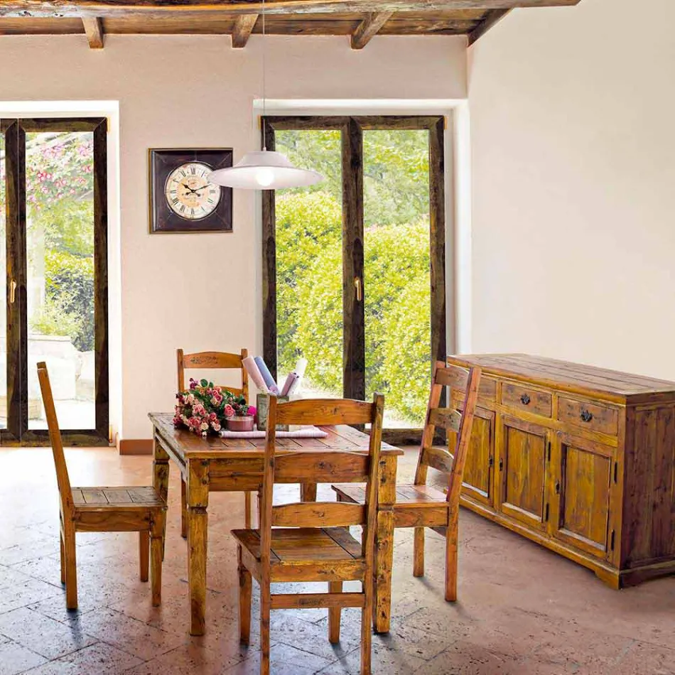 Klassisches Design Sideboard in massivem Akazienholz Rustikales Finish - Malaya Viadurini