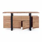 Design Sideboard aus Akazienholz und Homemotion lackiertem Stahl - Lanza Viadurini