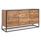 Sideboard aus Akazienholz und Stahl 3 oder 4 Türen Homemotion - Cristoforo Viadurini