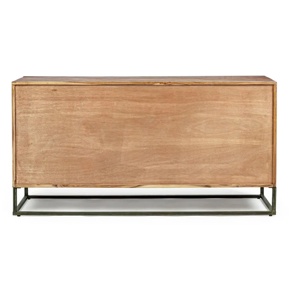 Sideboard aus Akazienholz und Stahl 3 oder 4 Türen Homemotion - Cristoforo Viadurini