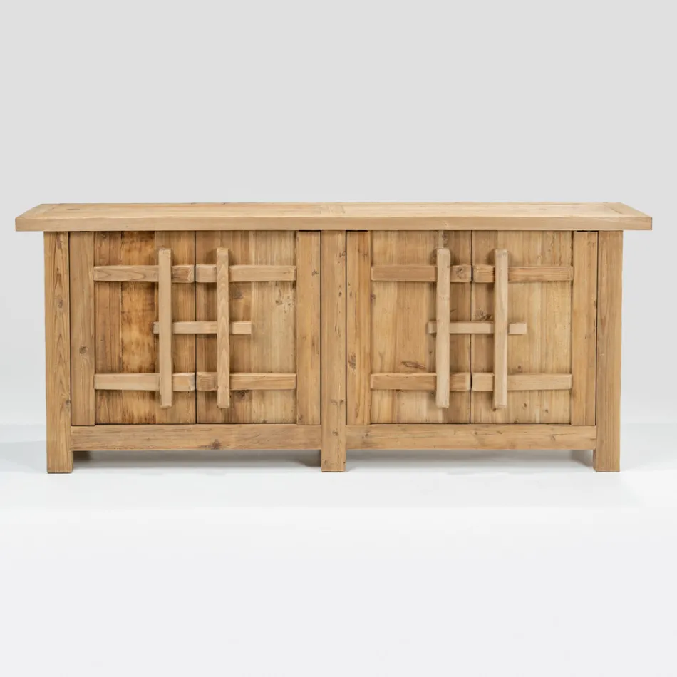 Sideboard aus naturbelassenem, gealtertem Kiefernholz mit 2 oder 4 Türen - Aituno Viadurini