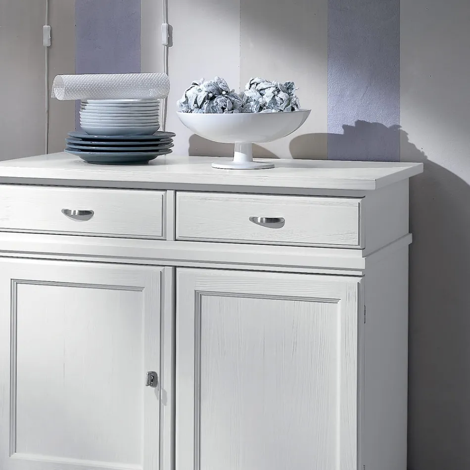 Sideboard aus weiß lackiertem Holz mit 2 Türen und 2 Schubladen, hergestellt in Italien – Sogbo Viadurini