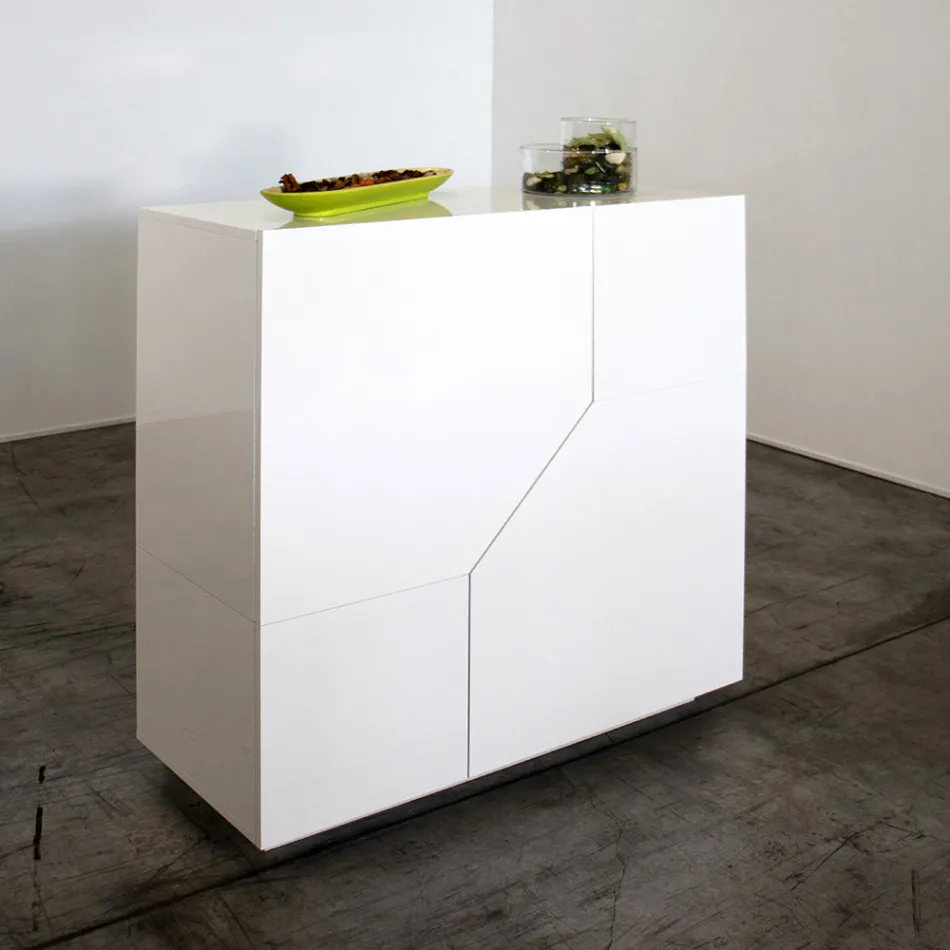 Sideboard aus Melaminholz 3 Räume und 2 Regale Made in Italy - Alyssa Viadurini