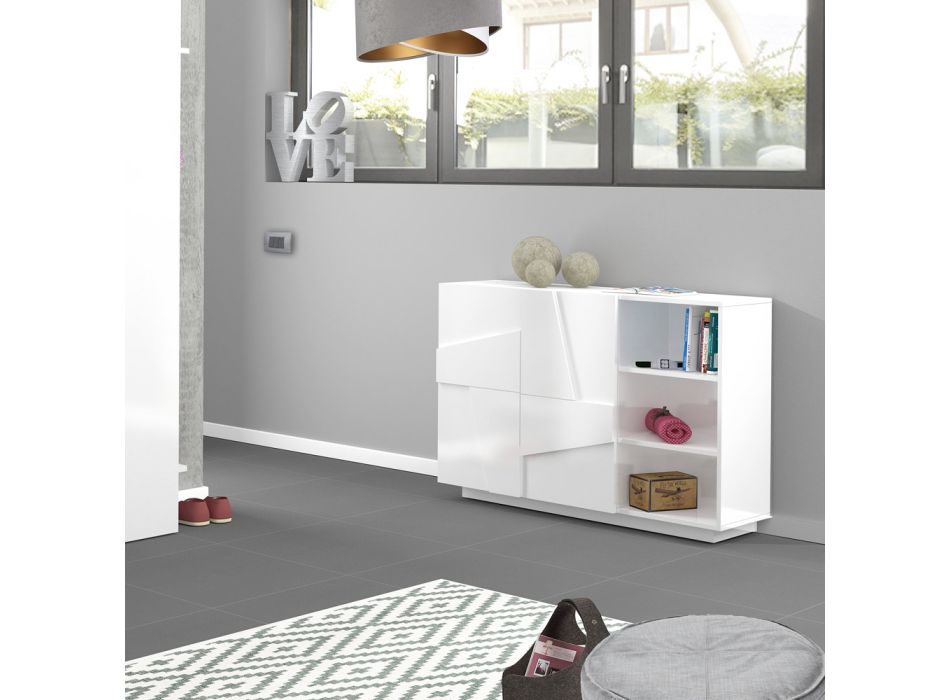 Melamin-Sideboard mit 2 Türen für Wohnzimmer Made in Italy - Naditza Viadurini
