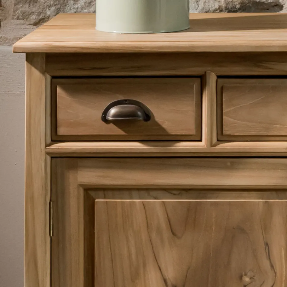 Sideboard aus massivem Teakholz mit 2 Türen und 3 Schubladen - Karate Viadurini