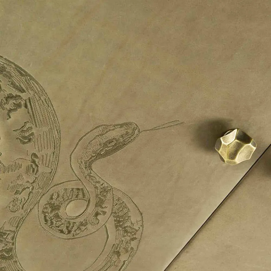 Modernes Sideboard mit 2 Türen aus Massivholz und Joy Anilinleder Viadurini