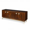Modernes Design-Sideboard Ada 2 mit 4 Türen aus Ebenholz, Hochglanz-Finish
