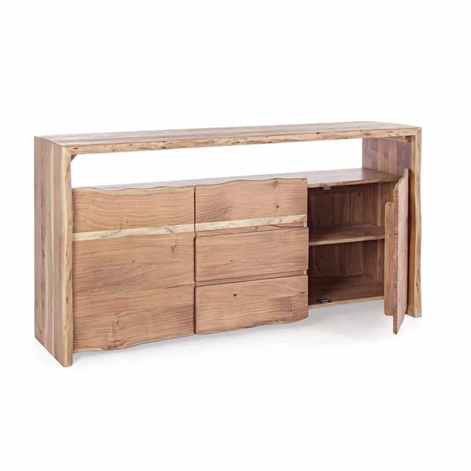Modernes Sideboard aus Akazienholz mit 2 Türen und 3 Schubladen Homemotion - Lauro Viadurini
