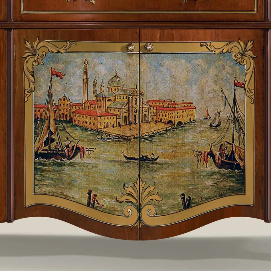 Luxuriöses Wohnzimmer-Sideboard aus klassischem Made in Italy-Holz - Caligola Viadurini