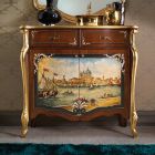 Wohnzimmer-Sideboard aus Holz mit venezianischer Dekoration Made in Italy - Ottaviano Viadurini