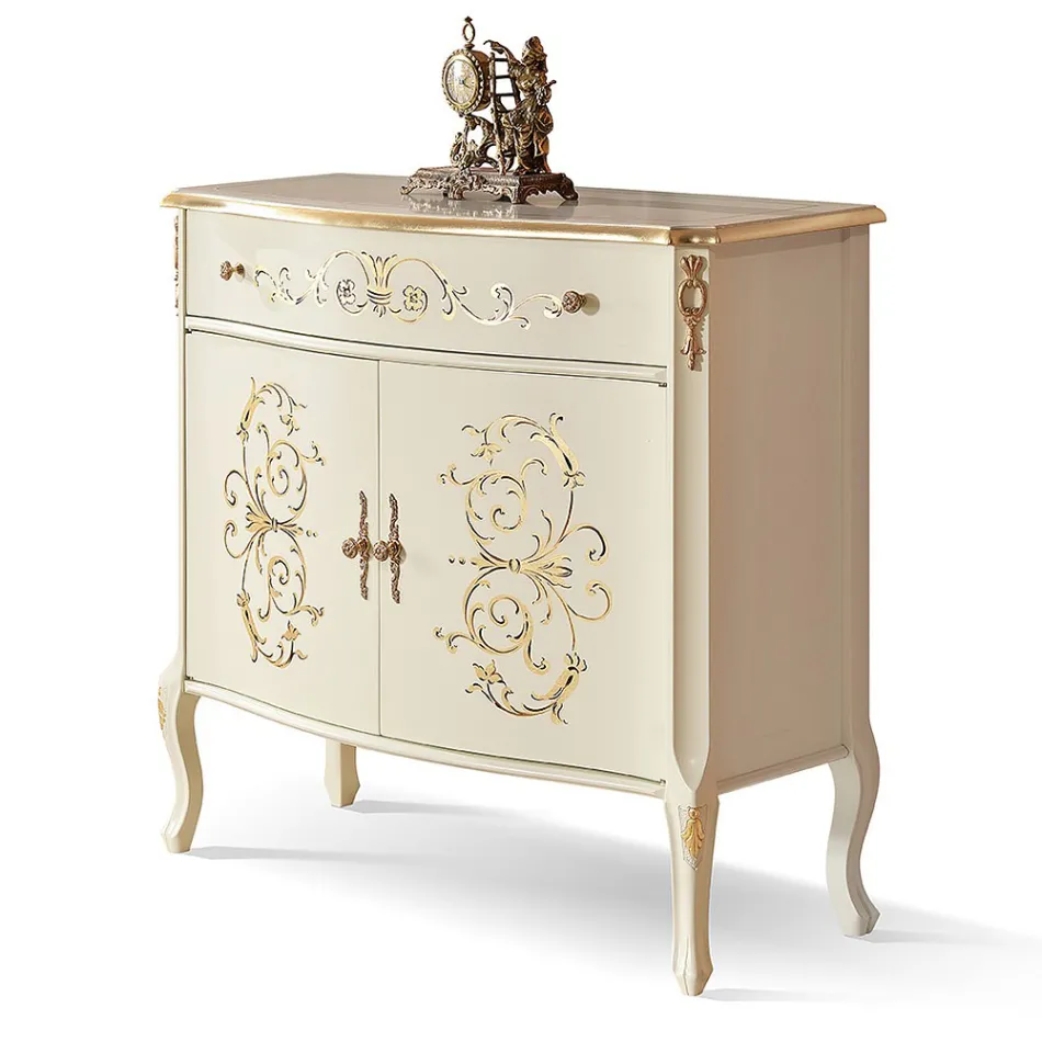 Wohnzimmer-Sideboard aus Nussbaum oder weißem Holz und Intarsien Made in Italy - Katerine Viadurini