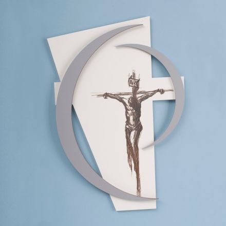 Lasergraviertes Kruzifix mit dem Namen des Vaters, hergestellt in Italien – Maia Viadurini