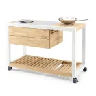 Outdoor-Küche 140x65x93 cm aus massivem Teakholz und Aluminium - Convivial Viadurini