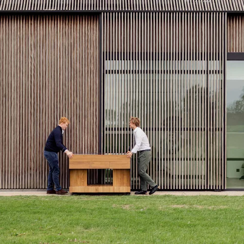 Outdoor-Küche 141x70x93 cm aus massivem Teakholz und Aluminium - Stilosa Viadurini