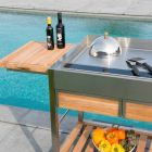 Moderne Gartenküche im Freien auf Holz- und Stahlrädern - Buoncalliope Viadurini