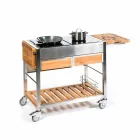 Moderne Gartenküche im Freien auf Holz- und Stahlrädern - Buoncalliope Viadurini