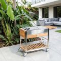 Außenküche auf Rädern aus Stahl und Holz mit Teppanyaki - Buoncalliope