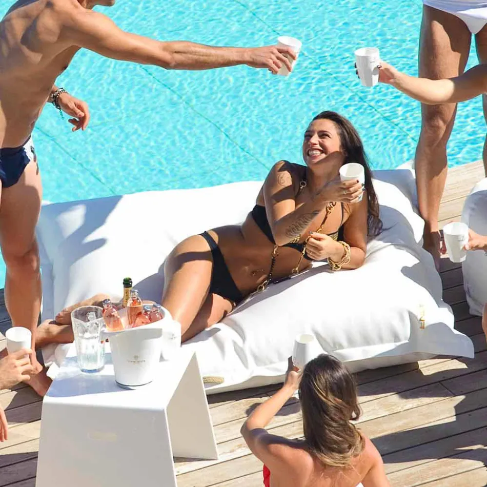 Outdoor-Relax-Kissen Cloud in Trona weiß nautischen Öko-Leder Viadurini