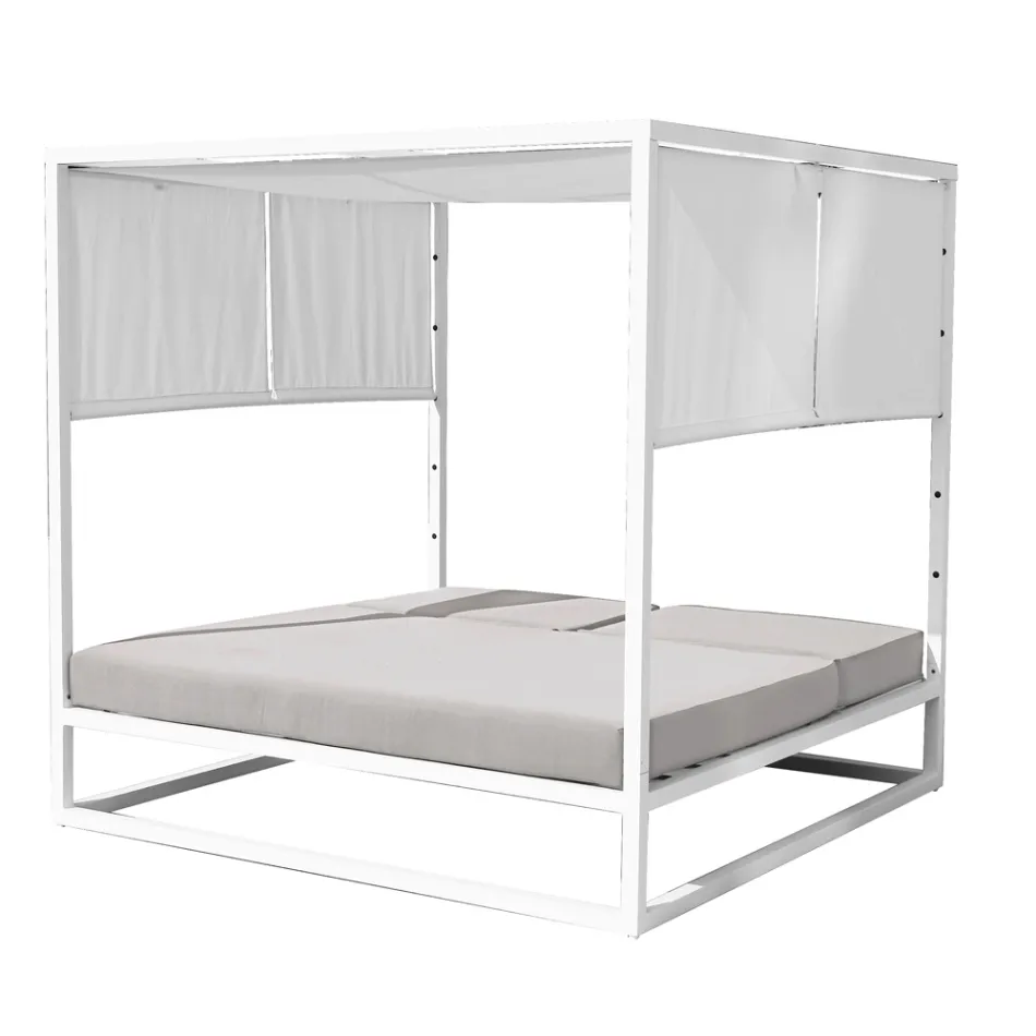 Outdoor-Tagesbett mit verstellbarer weißer Aluminiumstruktur - Jurica Viadurini
