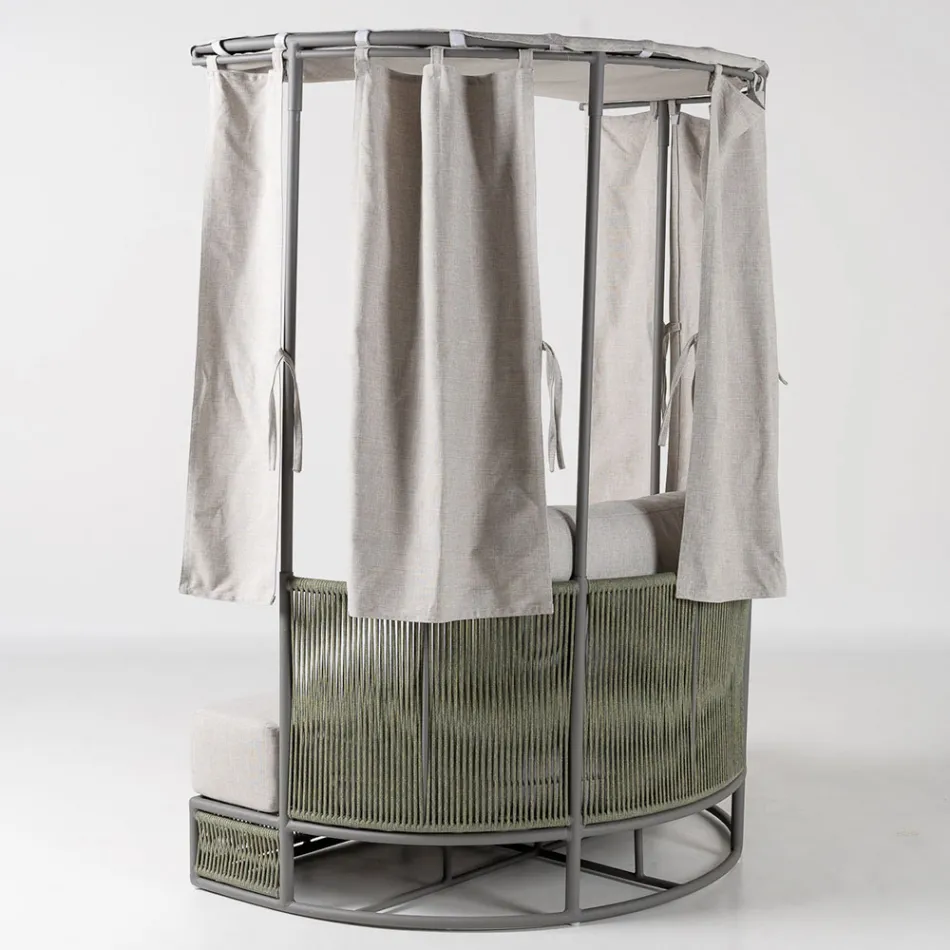 Gartenliege aus Teakholz, Aluminium und Seil mit Kissen - Arcangelo Viadurini