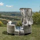 Gartenliege aus Teakholz, Aluminium und Seil mit Kissen - Arcangelo Viadurini