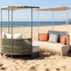 Gartenliege aus Teakholz, Aluminium und Seil mit Kissen - Arcangelo Viadurini