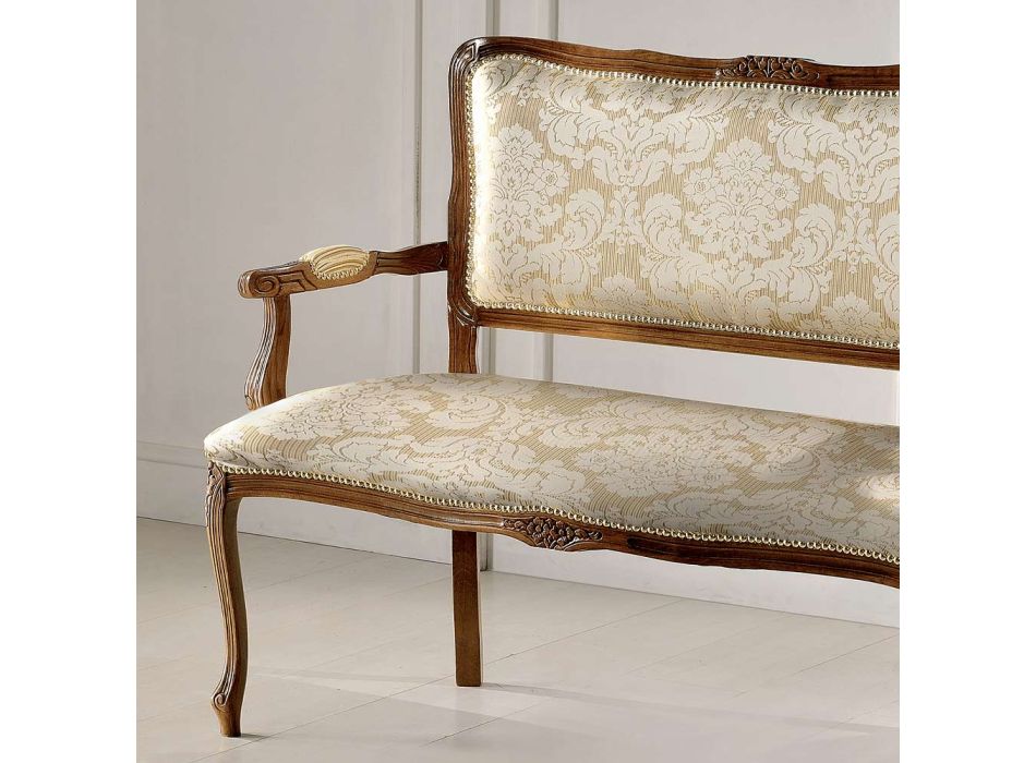 2-Sitzer-Sofa aus hellbeigem und goldenem Blumenstoff, hergestellt in Italien – Stein Viadurini